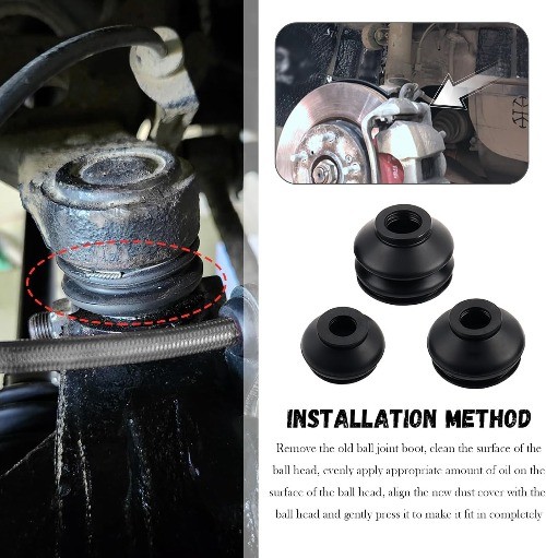 6PCS Tie Rod Boot Set, Rubber Ball Joint Boot Replacement for Auto Steering Syst