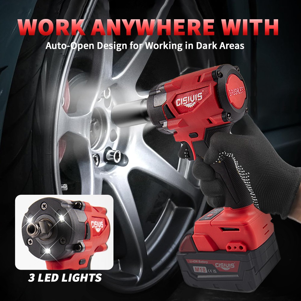 CISIVIS 3/8″ High-Torque Impact Wrench-Bare Tool For Milwaukee M18 Battery