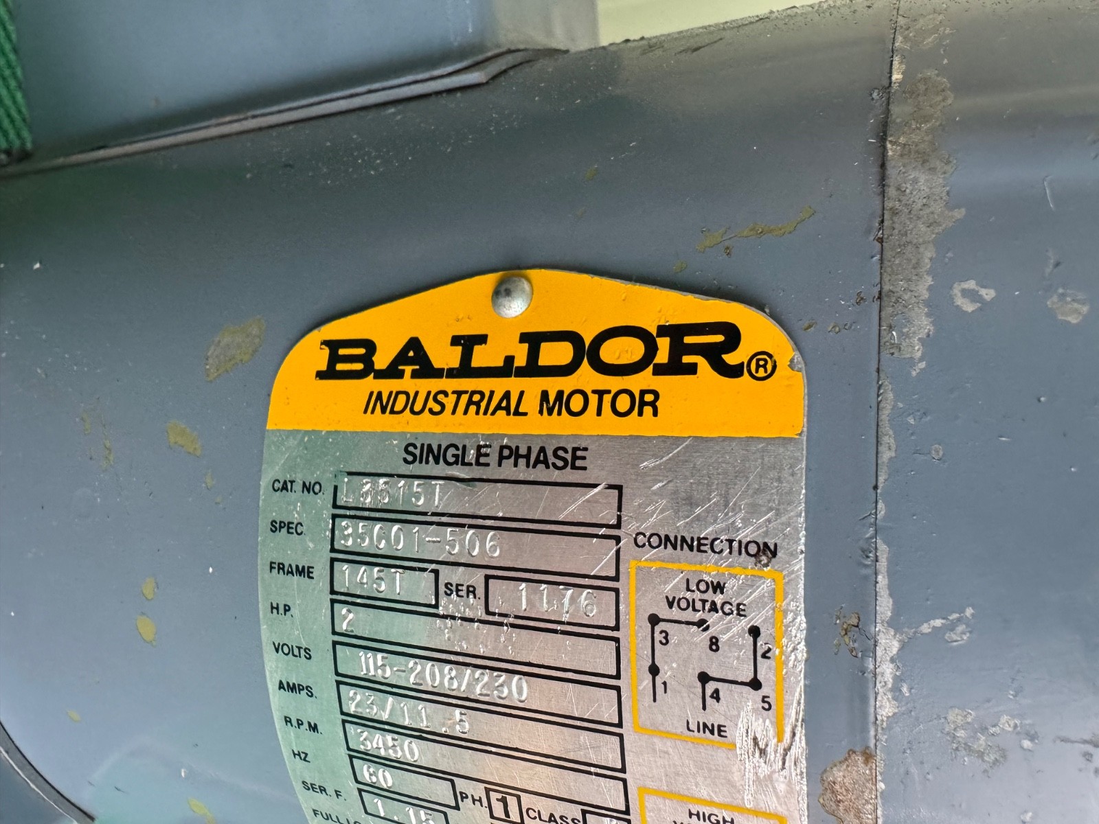 Baldor Industrial Motor 2 Hp – 3450 Rpm – 115/230V – 1 Phase – Cat No. L35151T