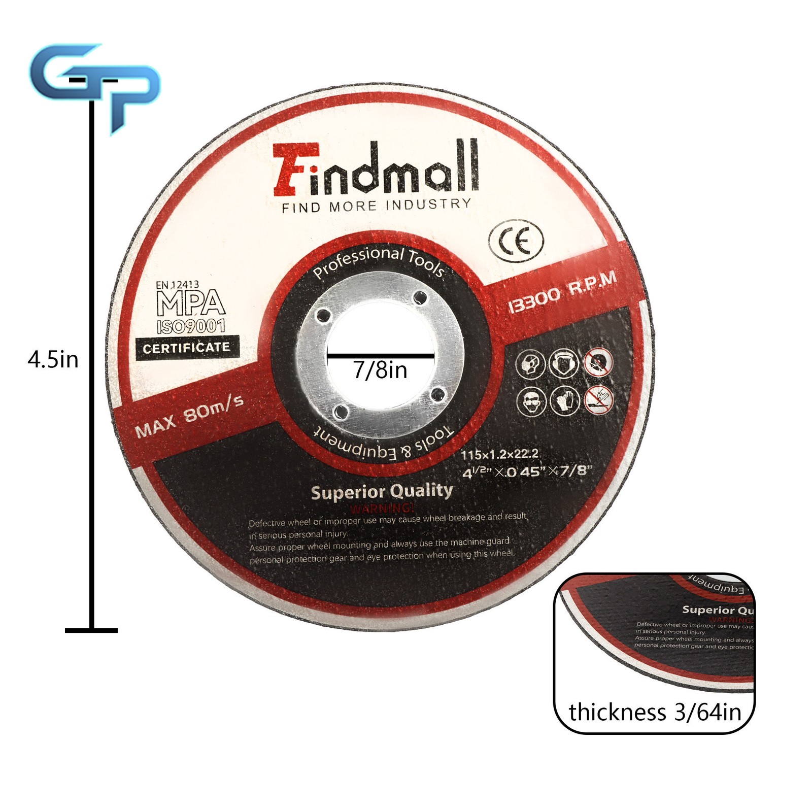 50 Pack Metal Cut Off Wheels 4-1/2″ x 3/64″ x 7/8″ Angle Grinder Cutting Wheel