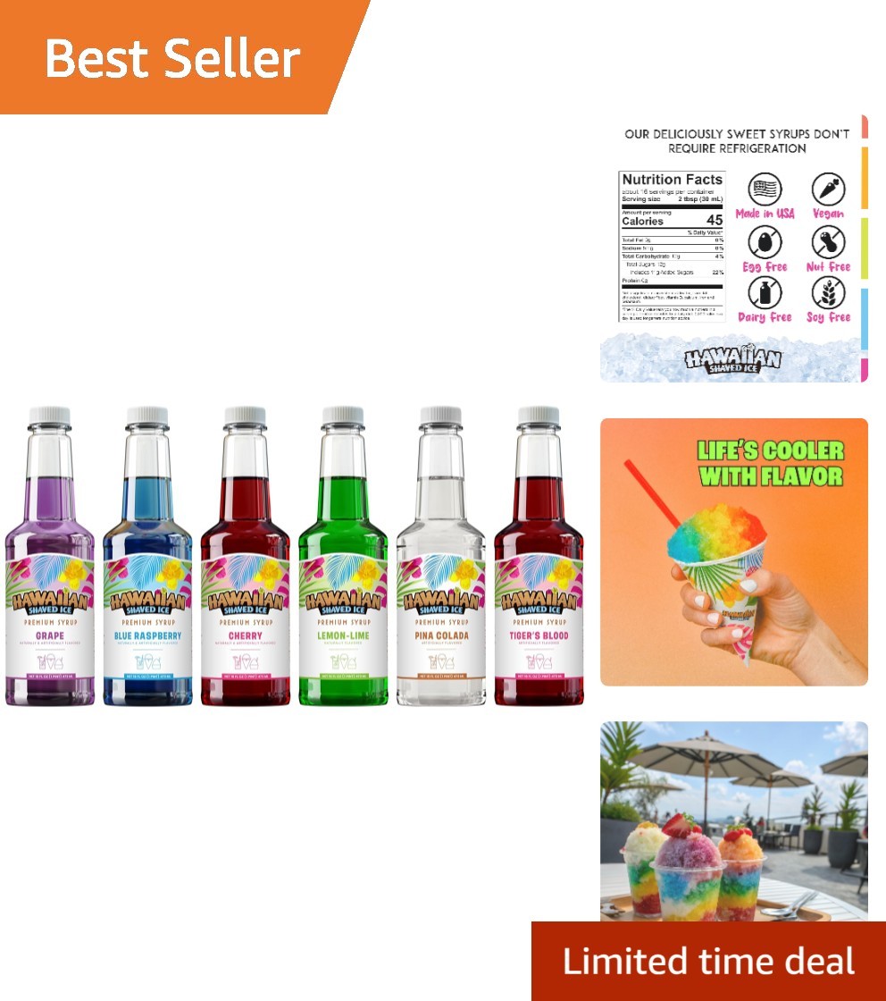 16oz Syrup Variety Pack: Cherry, Grape, Blue Raspberry & More – 96oz Total!