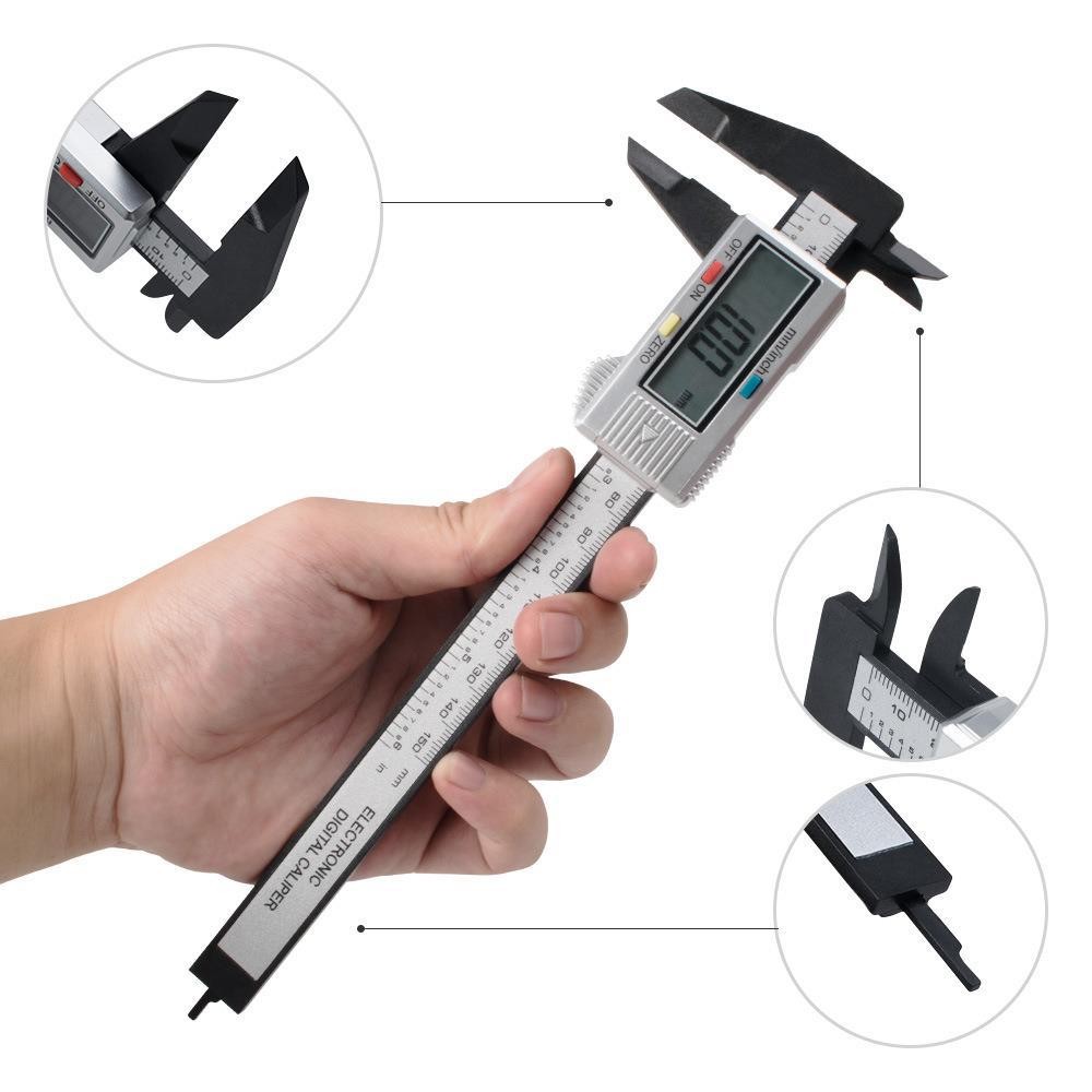 150mm LCD Digital Vernier Caliper Carbin Fiber Electronic Measure Tool 0.01mm