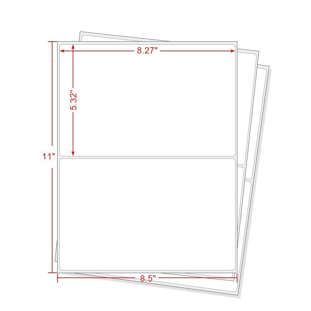 1000 Shipping Labels 8.5×5.5 Half Sheet Self Adhesive 2 Per Sheet Rounded Corner