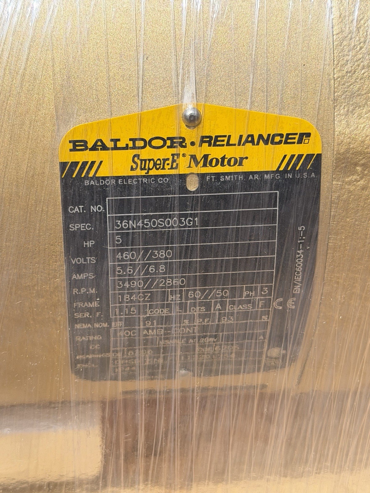 Baldor Super-E Motors 5HP 3 Phase 3490 2860 RPM