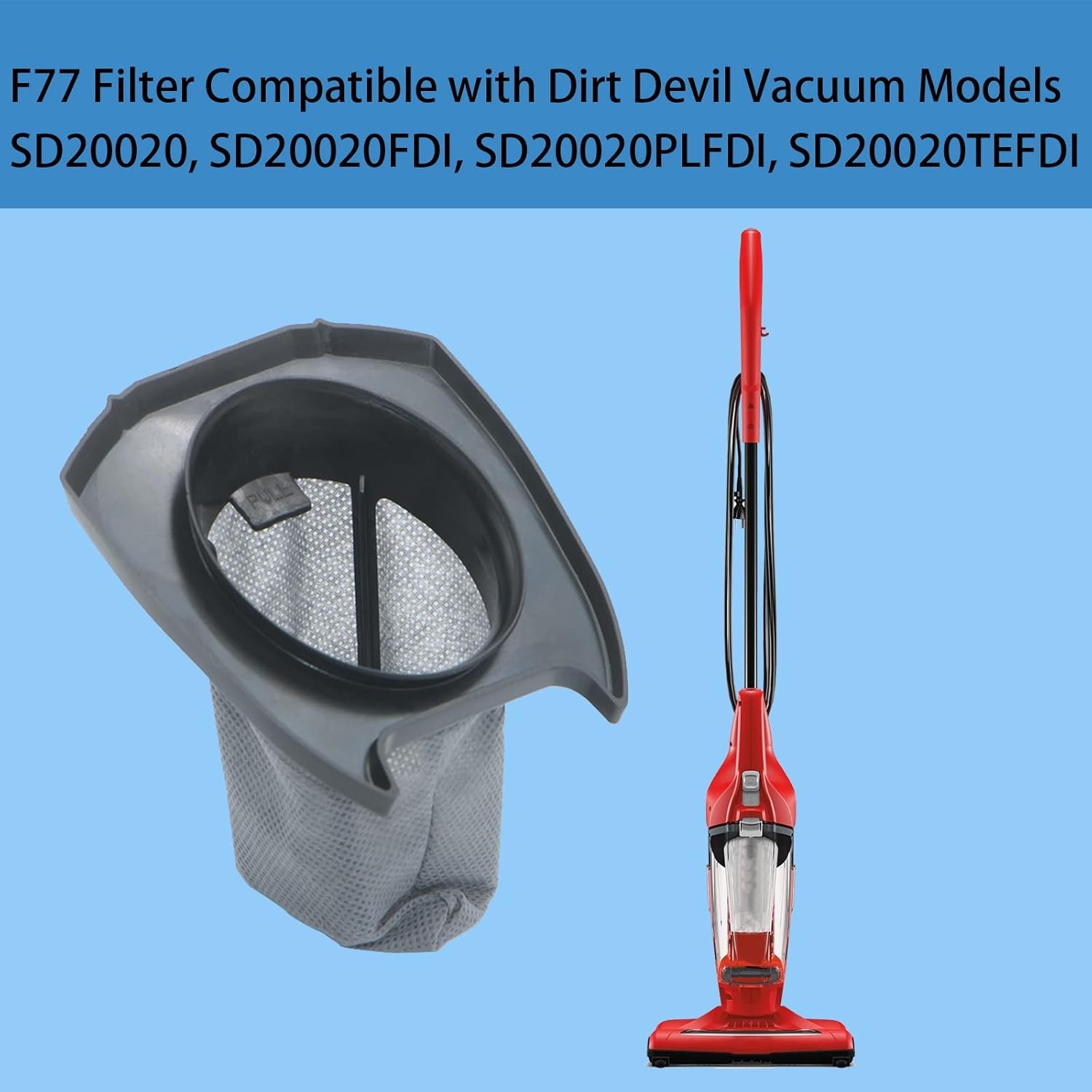 2 Pack F77 Filter Compatible with Dirt Devil 3 in 1 Bagless Vacuum 2