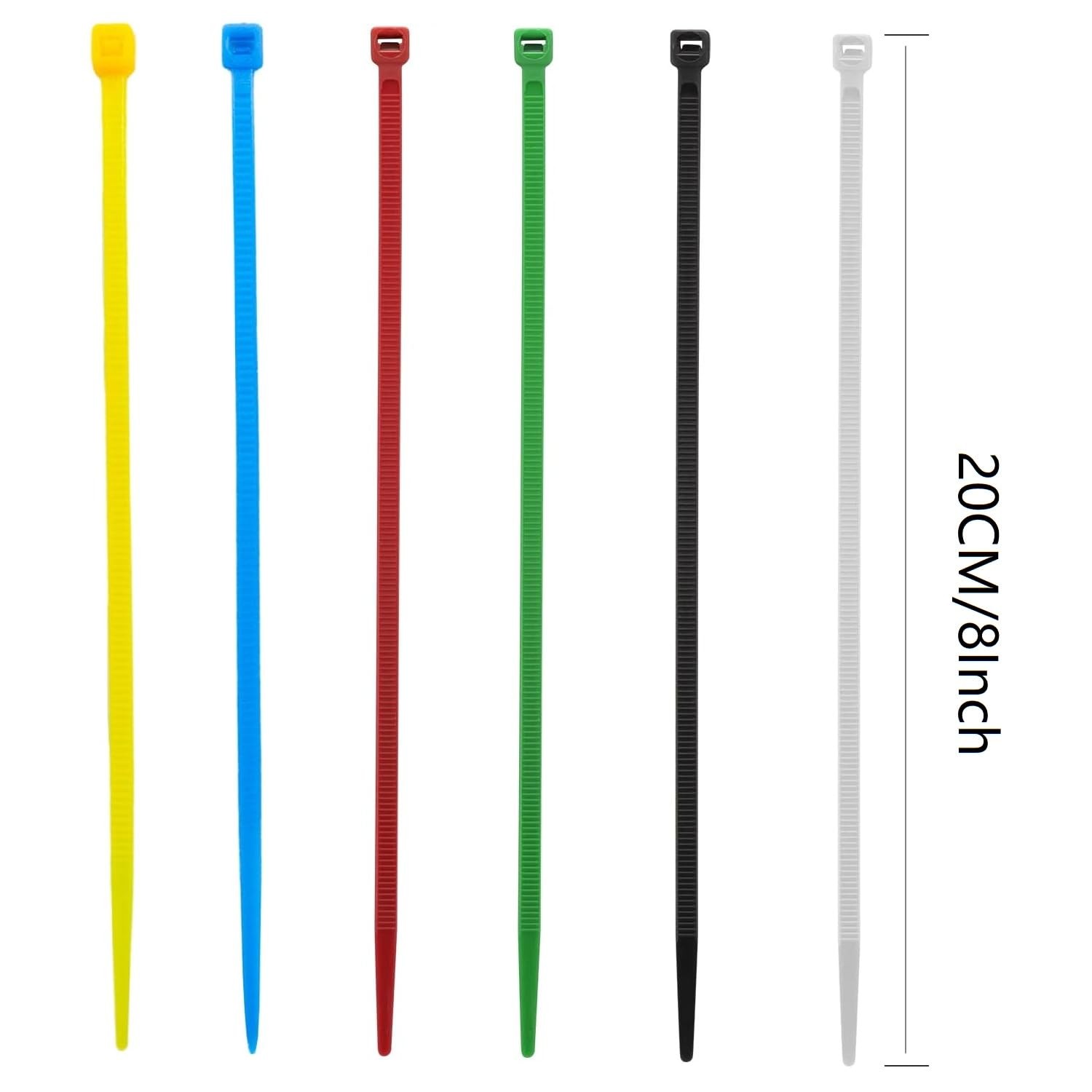 120Pcs 8Inch Cable Zip Ties, Assorted Sizes, Multi-Purpose Multi-Color Mix Pa…
