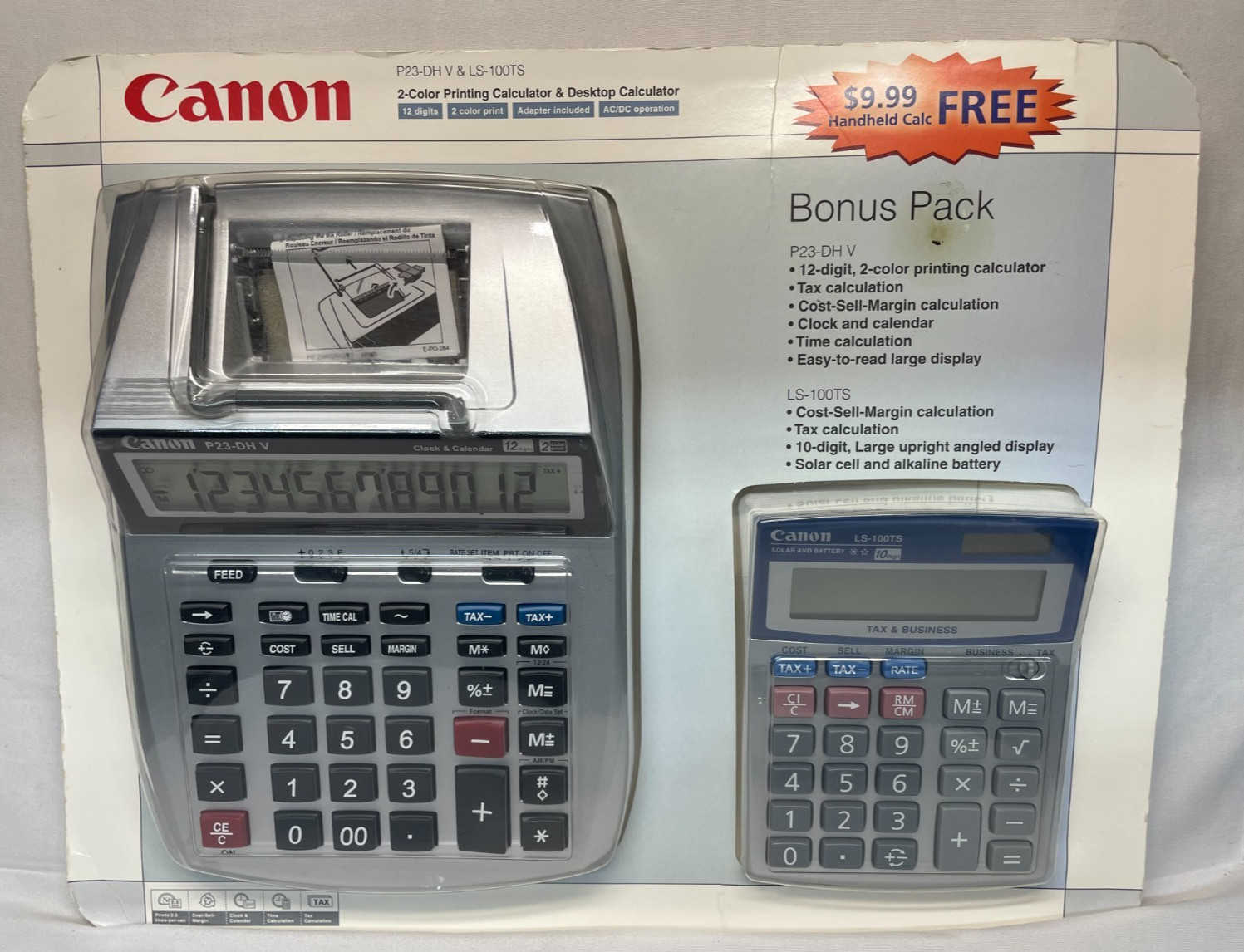 Canon P23-DH V Mini Desktop Printing Calculator and LS-100TS Handheld Calculator