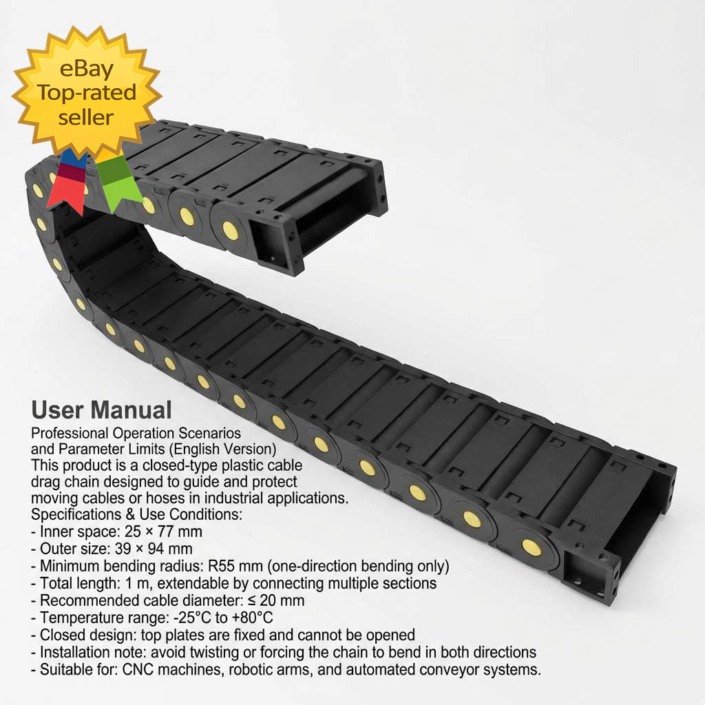 Cable Drag Chain Wire Carrier High Toughness Closed Plastic Chain 25Mm X 77Mm