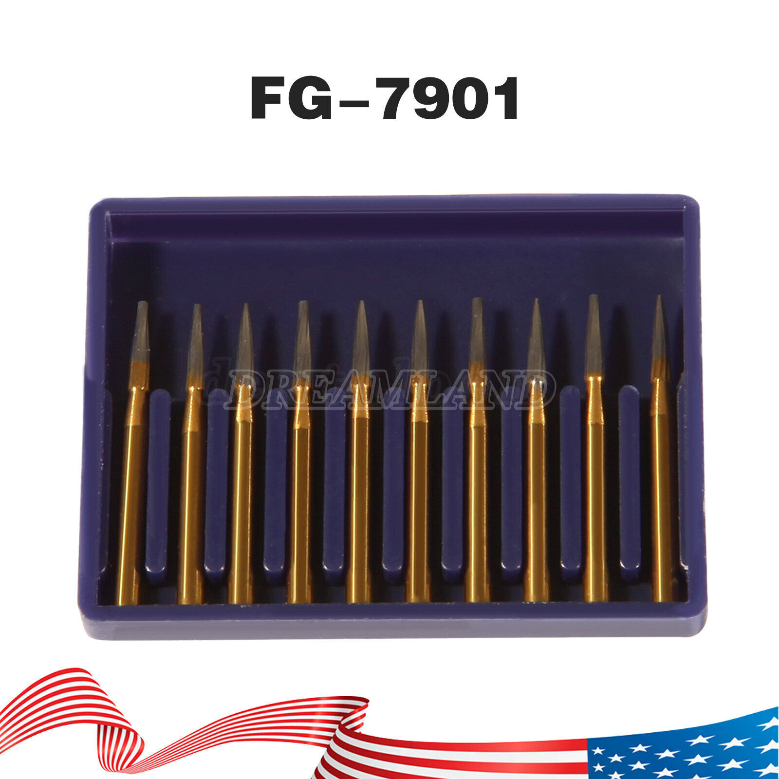 Dental Tungsten Carbide Gold Bur Trimming & Finishing & Polishing Flame FG7901