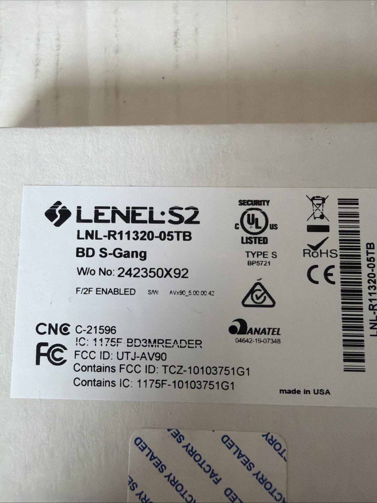 Lenel S2 Blue Diamond Card Reader LNL-R11320-05TB Bluetooth