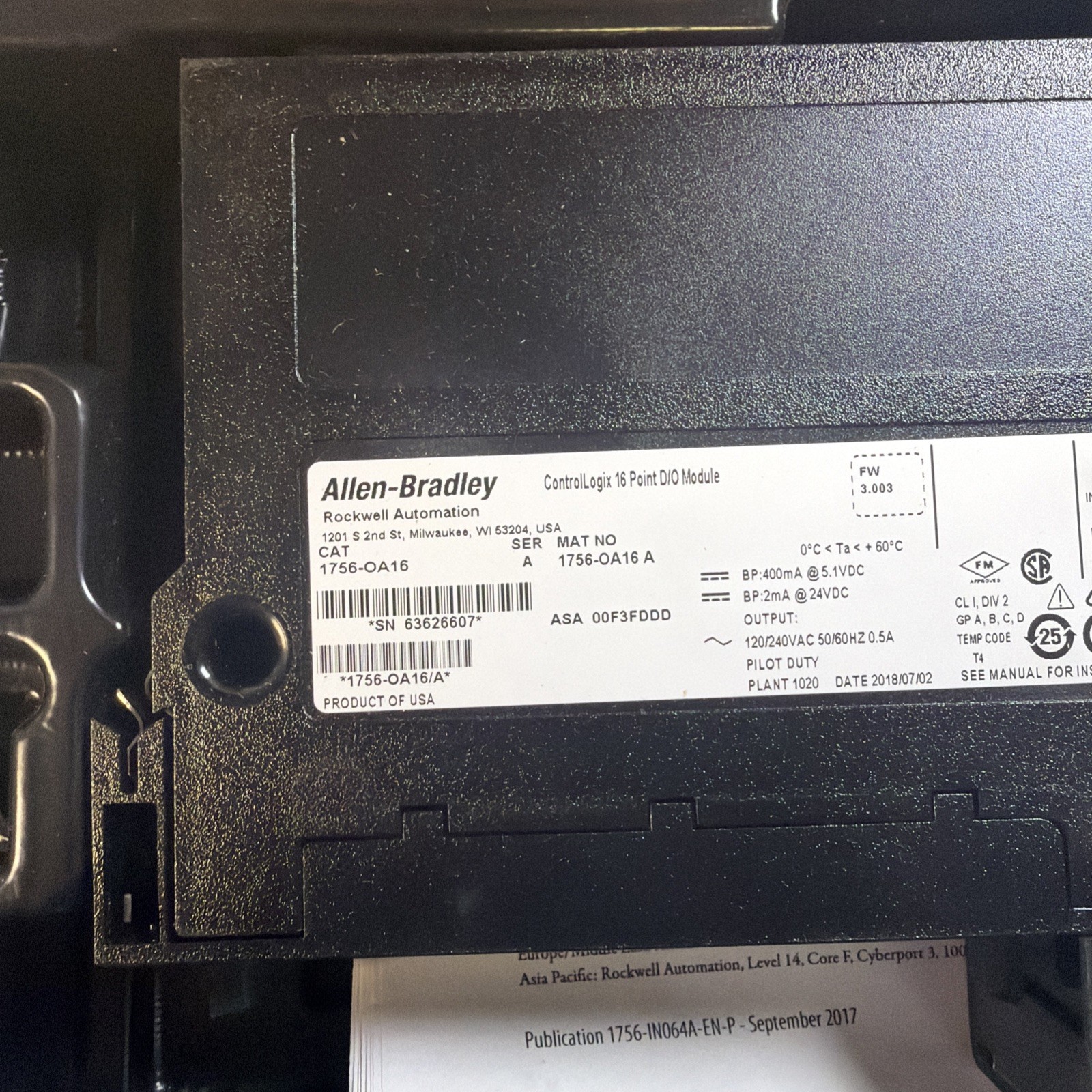 New Allen Bradley 1756-OA16 Series A ControlLogix 16 Point Module