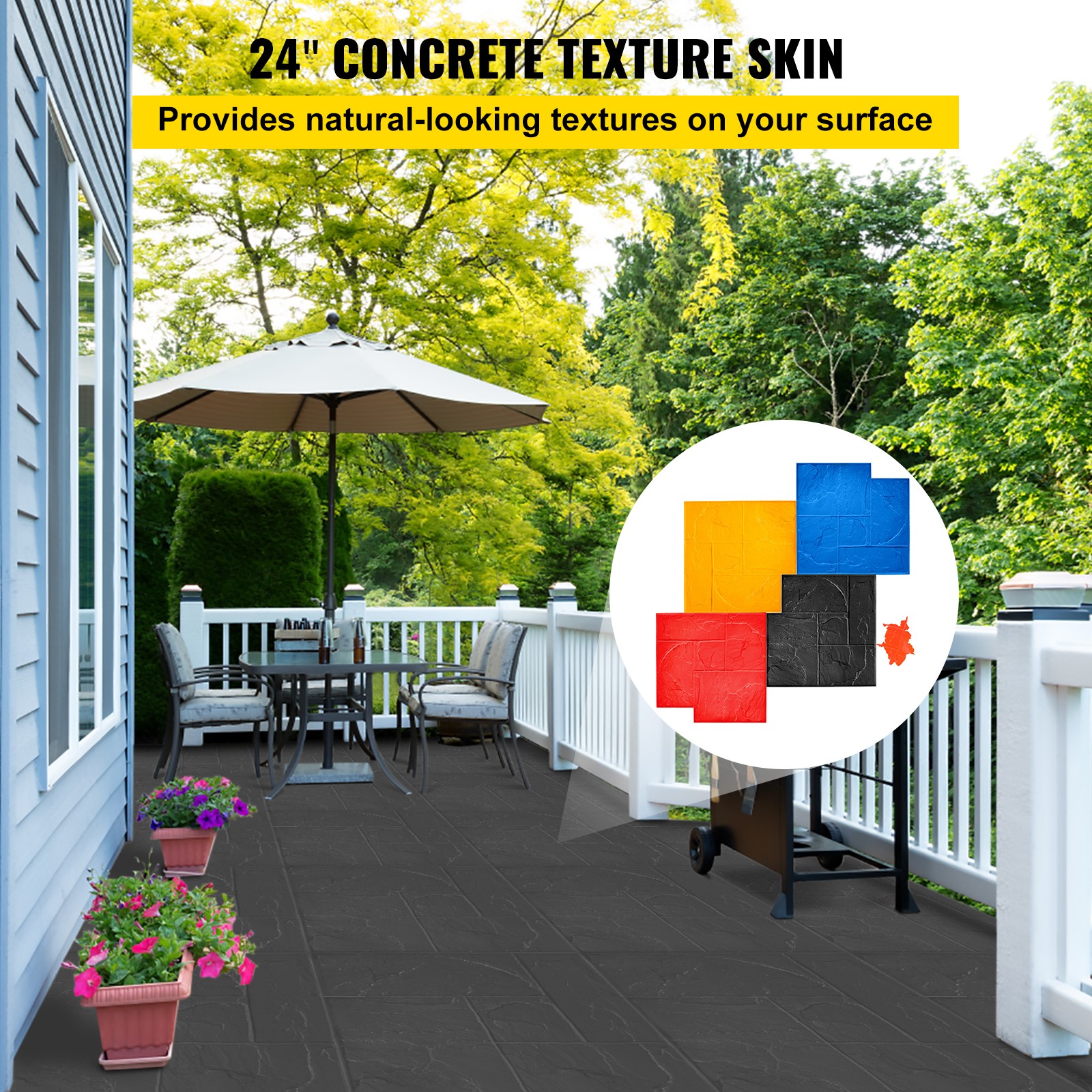 VEVOR Concrete Texturing Skin 24×24″ Concrete Stamps Mats Set Concrete Stamping