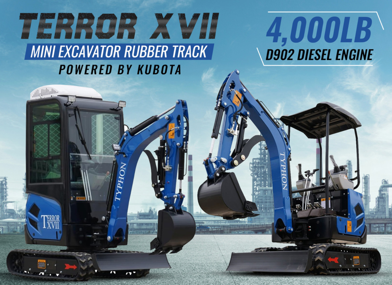 FREE SHIP 2025 4,000lbs New Mini Excavator EPA certified USA KUBOTA Diesel D902