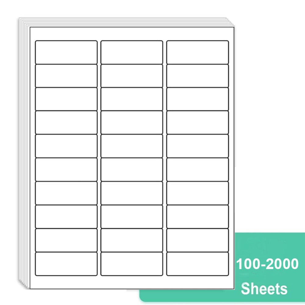 1″x2 5/8″ Address Shipping Labels Blank Mailing Stickers 30 Up for Laser/Inkjet