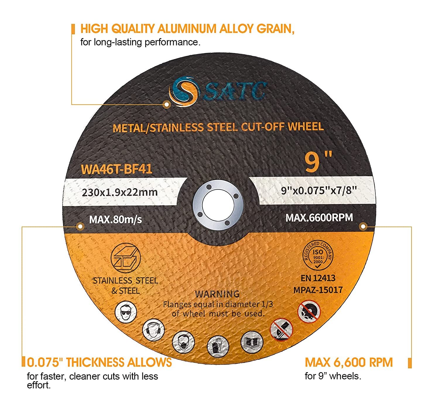 25PCS 9 inch Cut Off Wheel 9x.075×7/8″ Metal Angle Grinder Cutting Disc Wheels