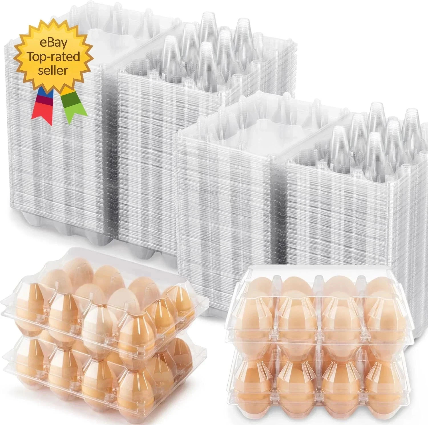 100 Packs Egg Cartons Cheap Bulk Plastic for 12 Eggs Clear Egg Cartons