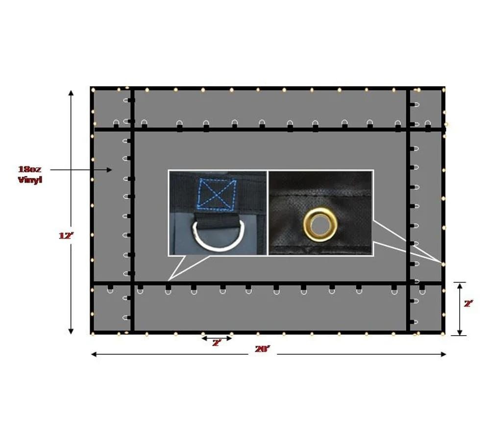 2 PK 12’x20′ Heavy Duty Smoke Tarp for Flatbed Truck 18 Oz Vinyl Load Coverin…