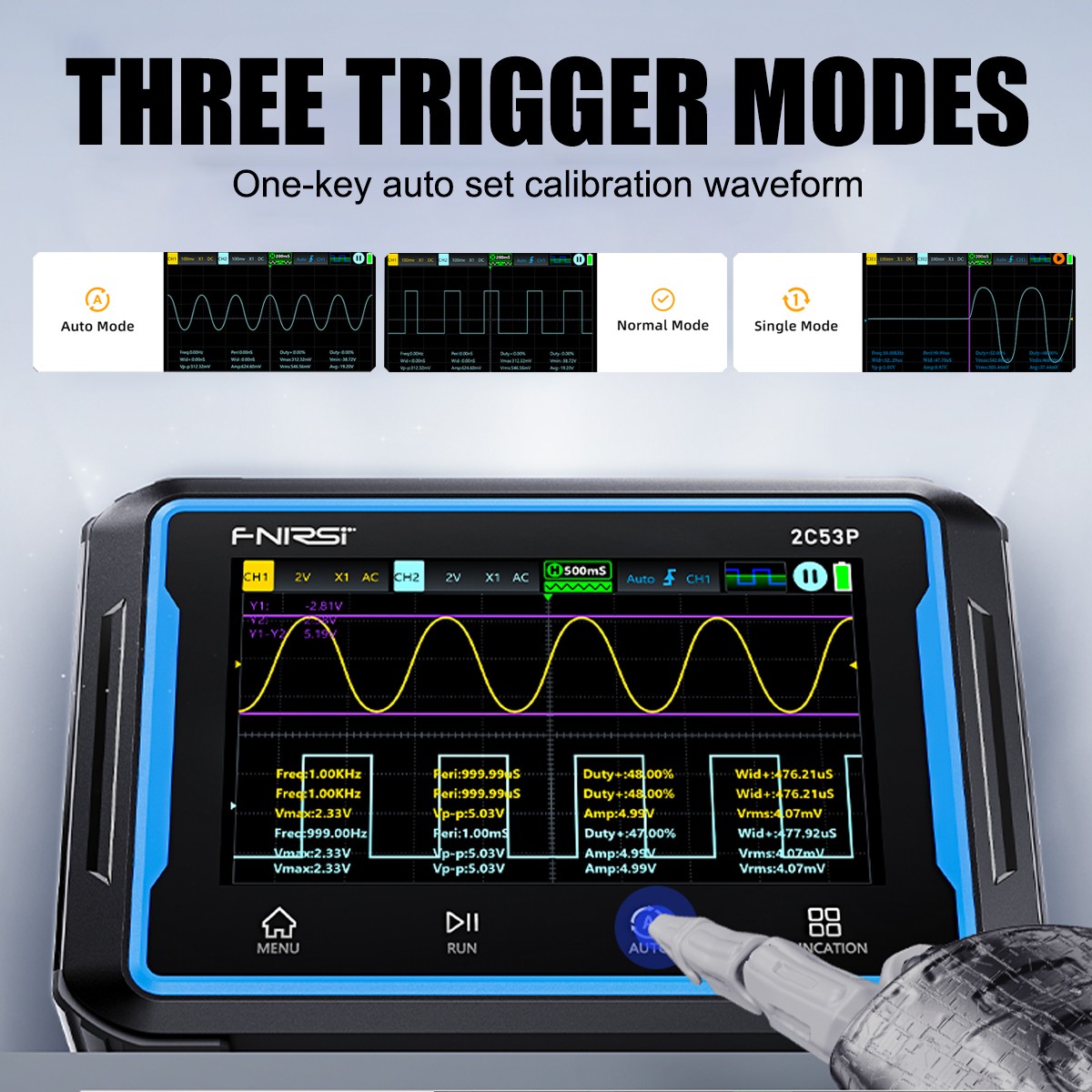 3-in-1 FNIRSI-2C53P LCD 2 Channel Signal Generator Digital Storage Oscilloscope