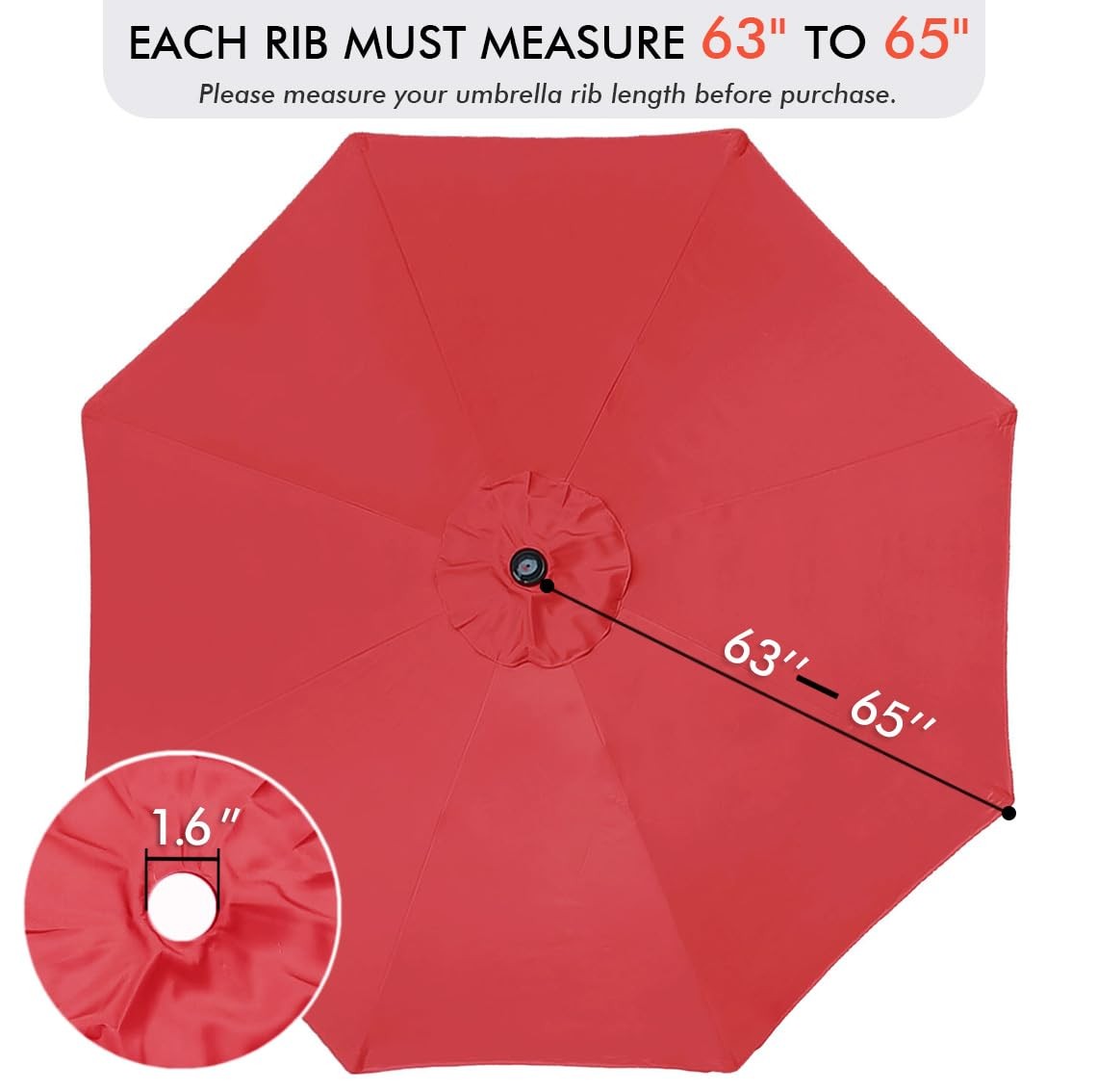 Ontheway 11Ft Patio Umbrella Enhanced Replacement Canopy Market Table 8 Ribs