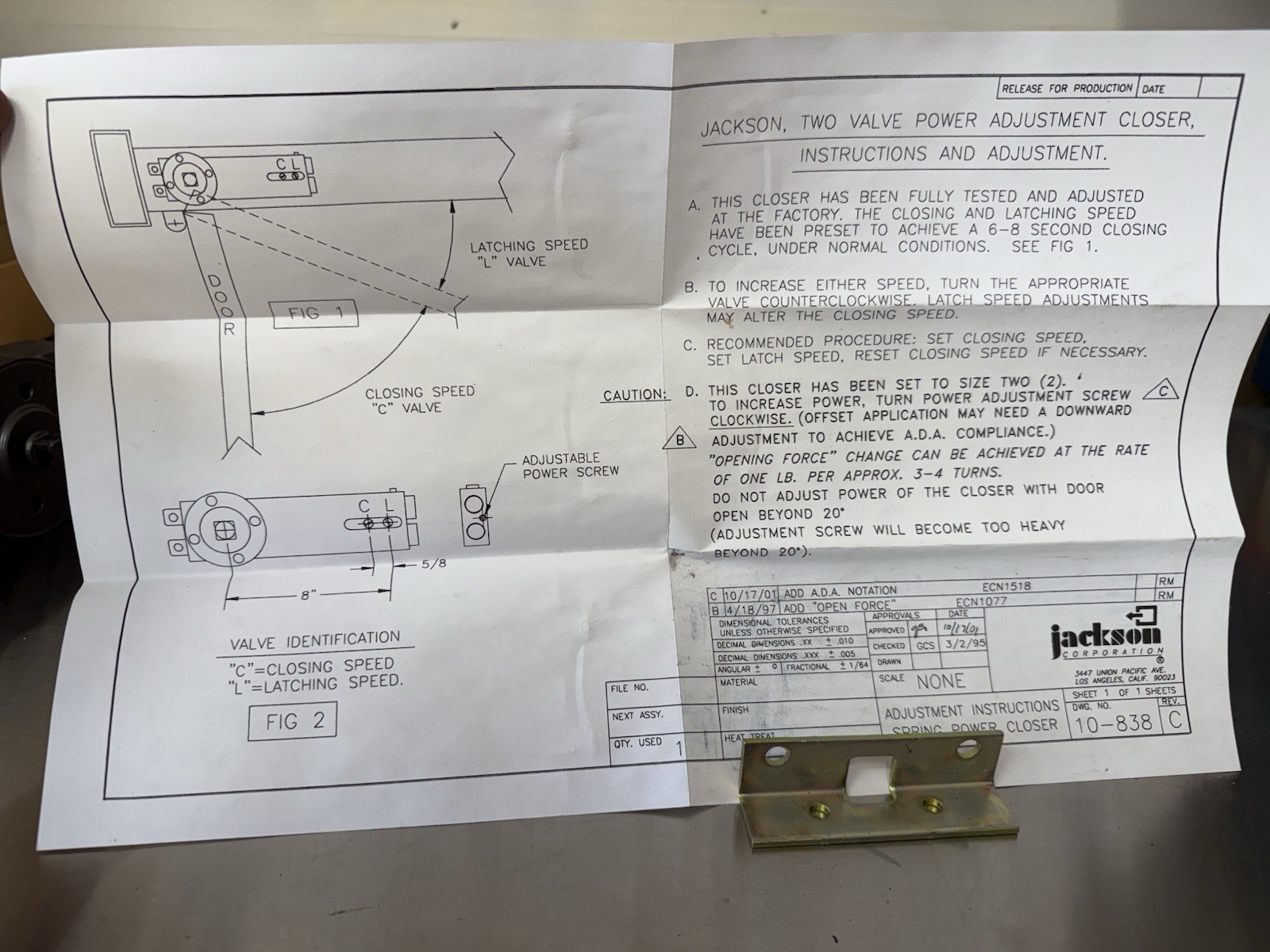 Quantity 3: Jackson Model 211, 105-NH-ADJ No Hold Door Closer Body