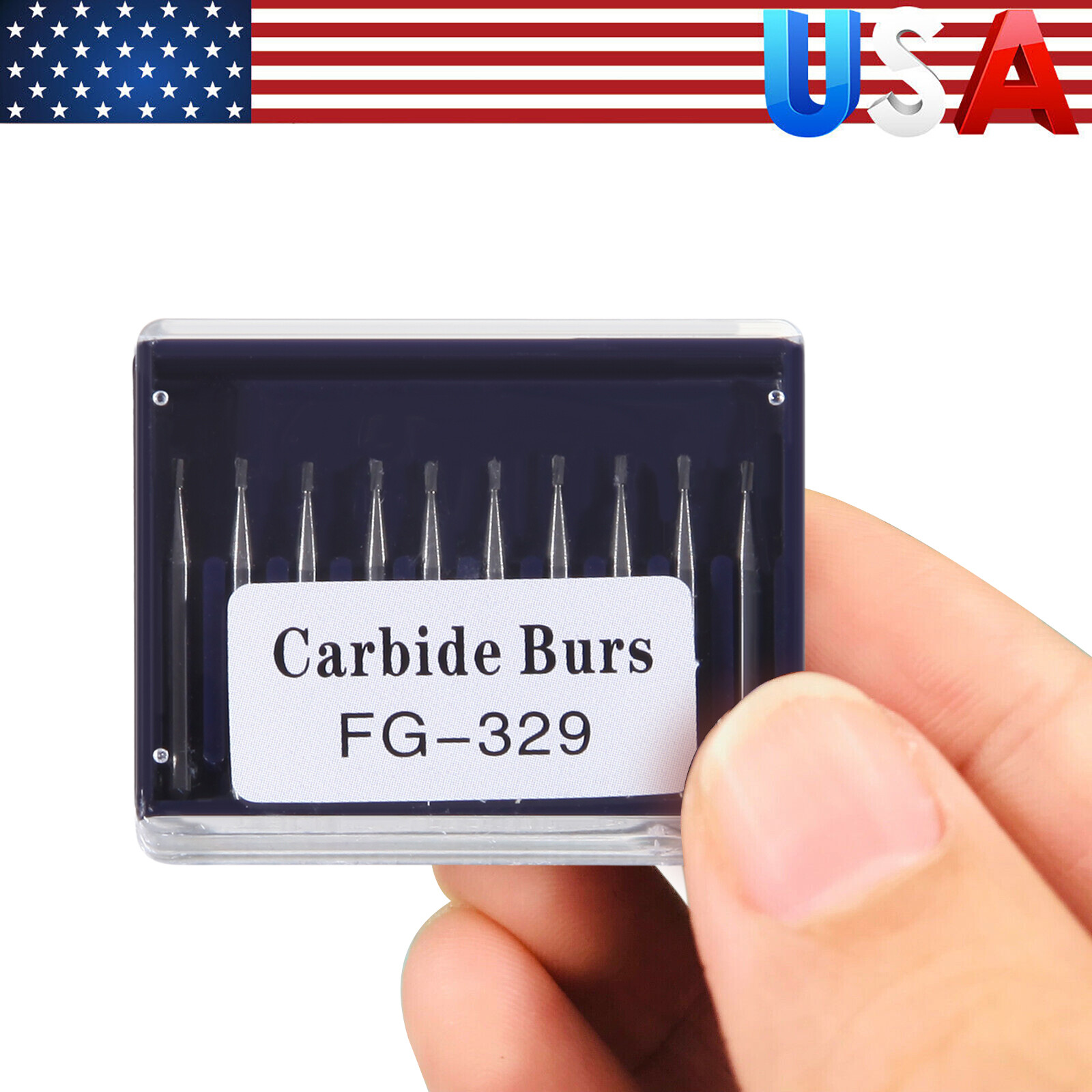 10pcs USA Dental Tungsten Carbide Cutting Burs Pear Shape FG-329 ty