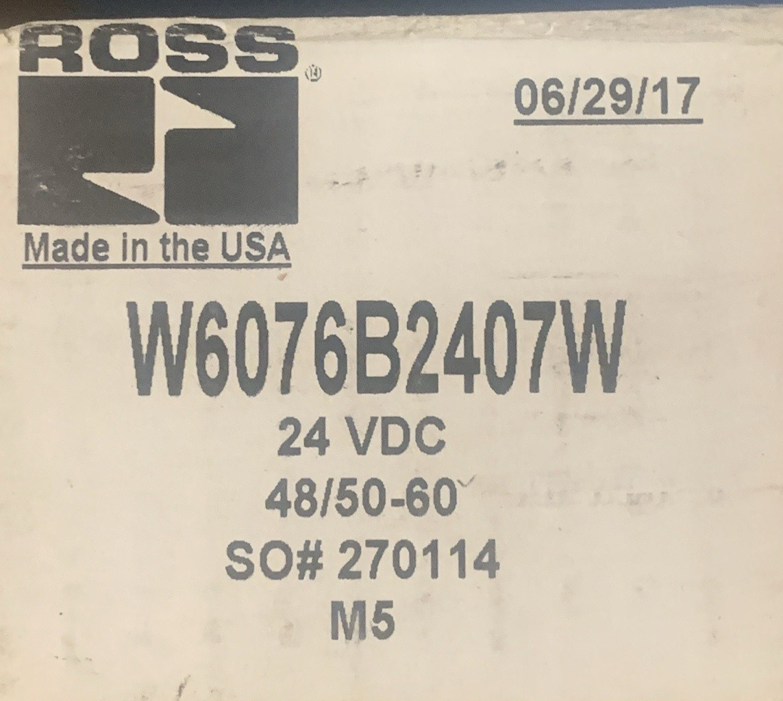 ROSS W6076B2407W SOLENOID VALVE 24 VDC