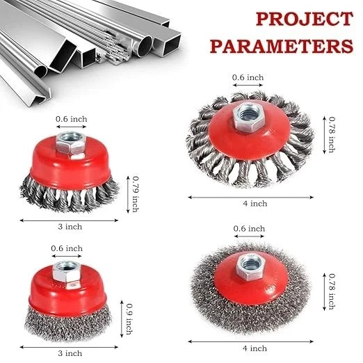 4 1/2″ Angle Grinder Wire Wheel Set – 6 Packs, 4&3 Inch Brush Cup, Heavy&Light D