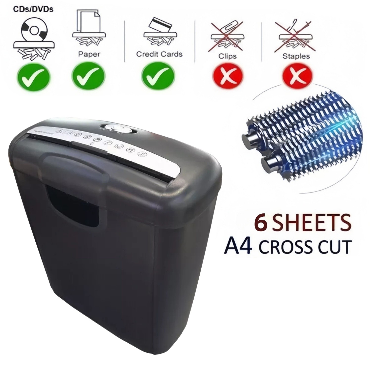 1Pack 10L Electric Paper Shredder Home Office DVD CD Credit Card Heavy Duty