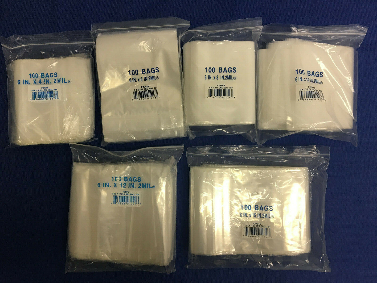 Clear 2MIL Zipper Zip-Lock Seal Top Reclosable Resealable Poly Bags 2 Mil 2-MIL