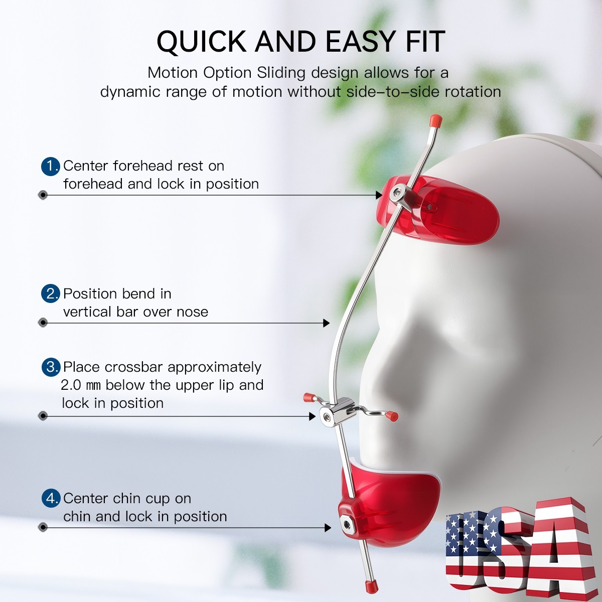 Dental Orthodontic Forward Reverse Pull Headgear Facial Mask Adjustable Red