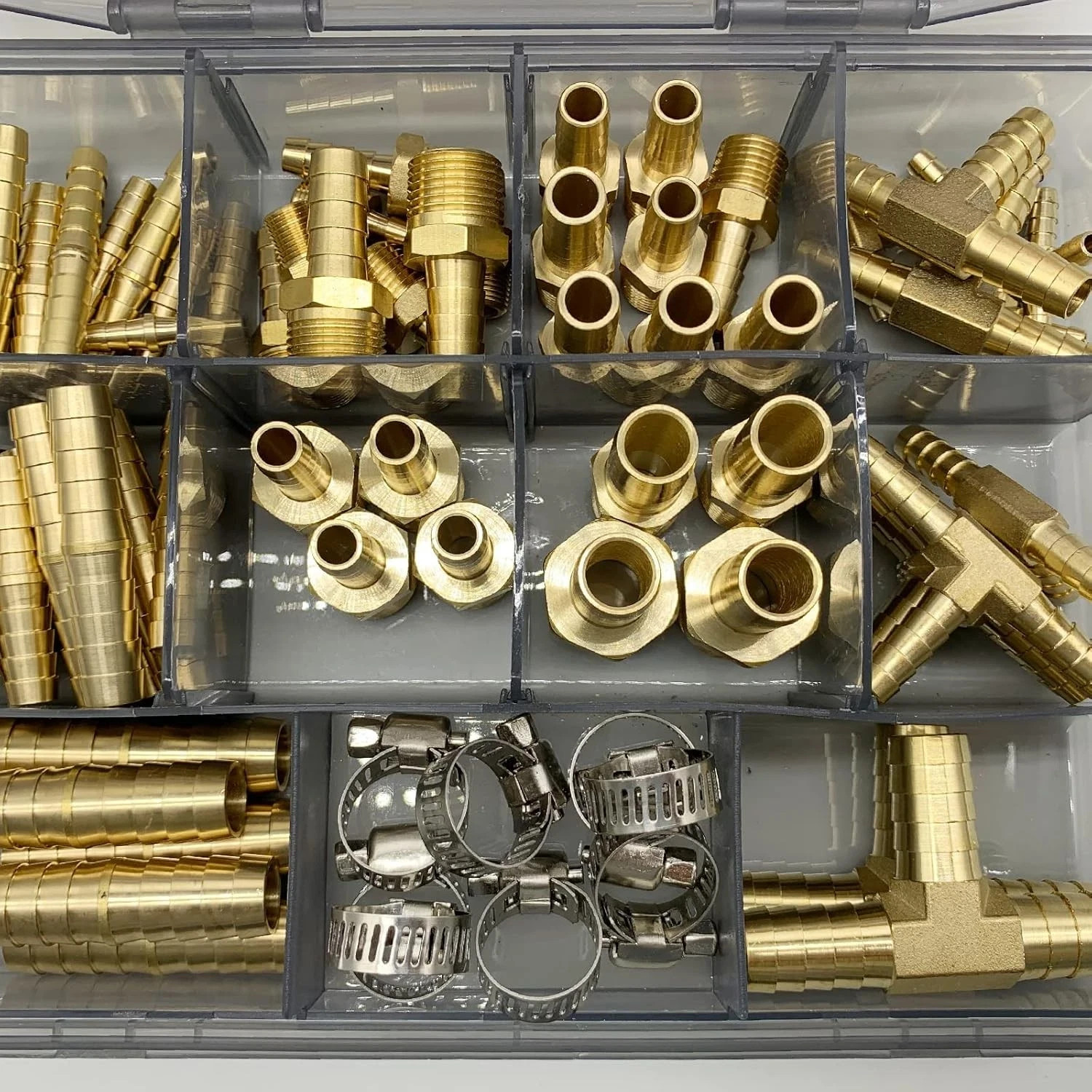 82 Pcs Brass Hose Barb Fittings Assortment Kits 1/8″ 3/16″ 1/4″ 5/16″ 3/8″ 1/2″