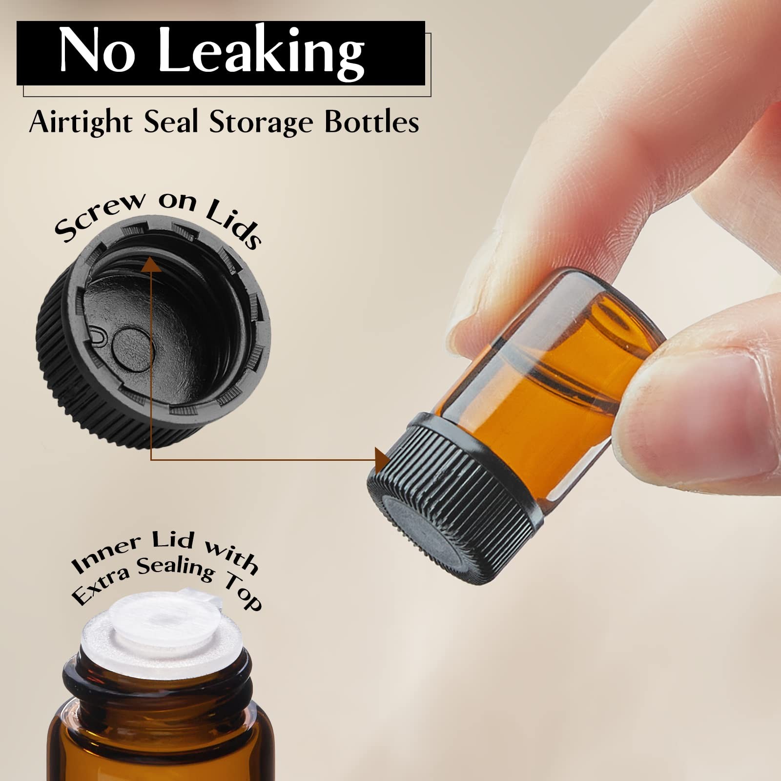 TUZAZO 100Packs Essential Oil Sample Bottles 2Ml Drams Amber brown