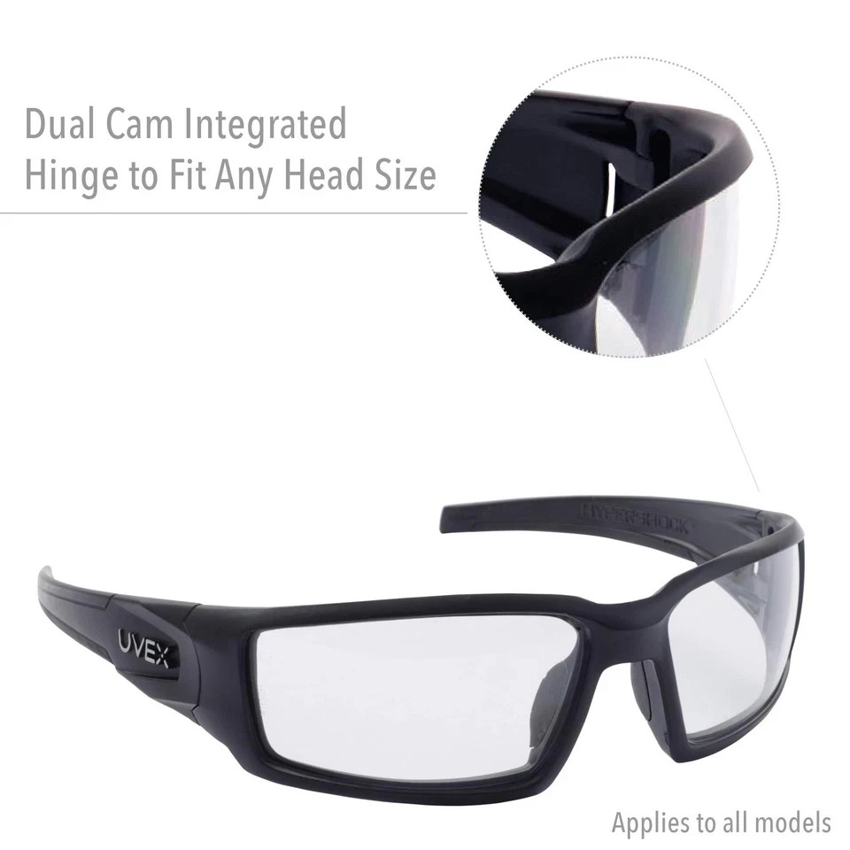 Uvex Hypershock Safety Glasses Hydroshield AF Coating Smoke Brown Frame Expresso