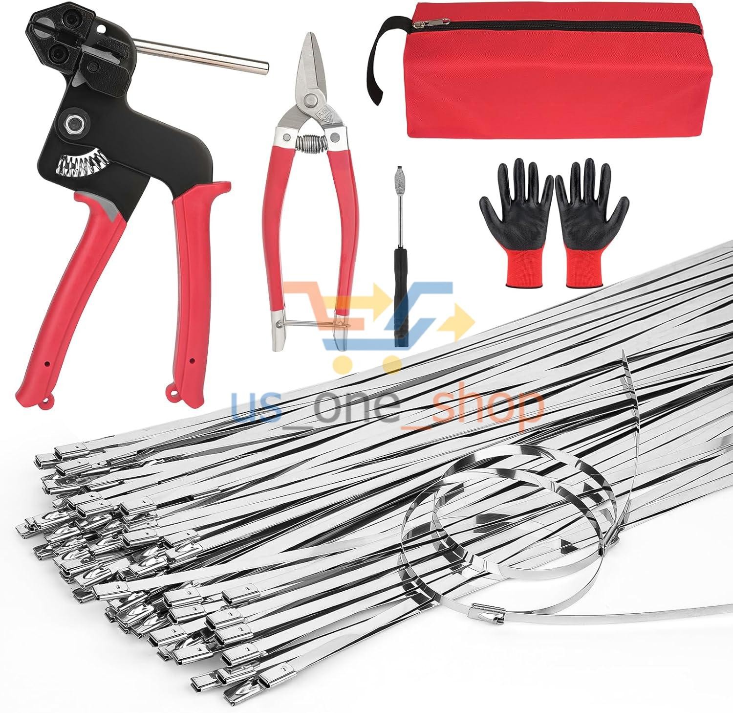 Cable Tie Tool Gun Stainless Steel Cable Tie Tool Repair W/150PCS Metal Zip Ties
