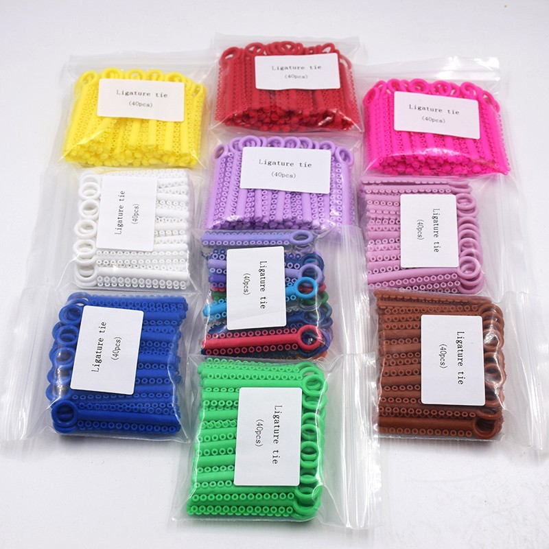 1040Pcs Dental Orthodontic Ligature Ties Elastic Rubber Bands 37 Color To Choice