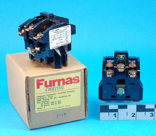 Siemens Furnas 41NB21AG Relay, AC. 2 Pole NO/ 1Pole NC, 25Amp, Coil: 208-240 VAC