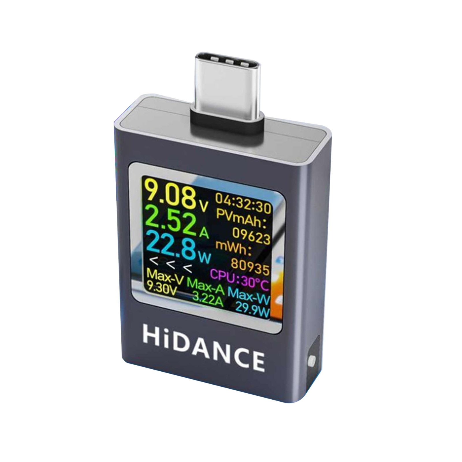 USB C Cable Tester with Battery Test Color Display 360 View Rotation PD QC