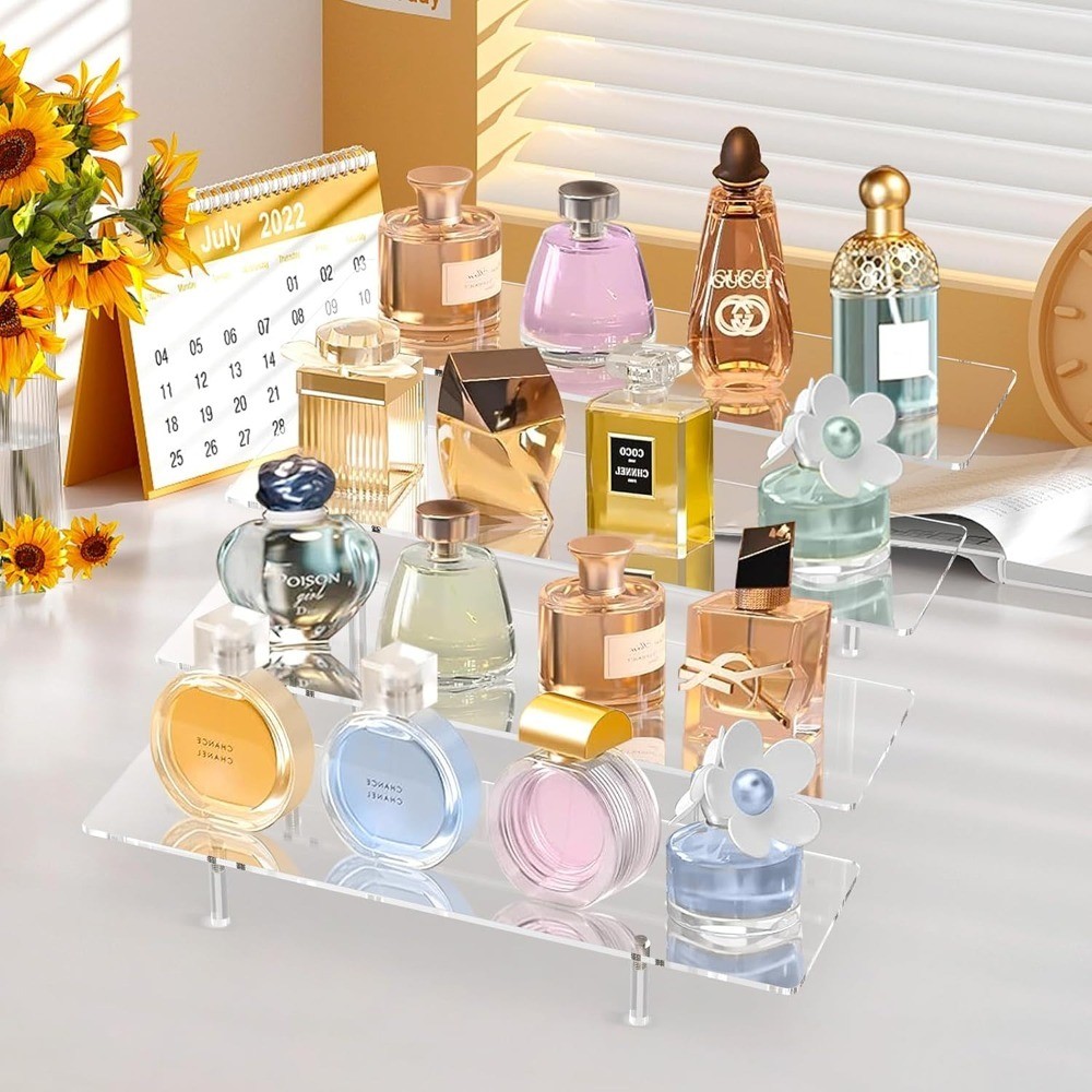Clear Acrylic Display Riser Stand 4 Tier Shelf for Cupcake Perfume Figures Toys