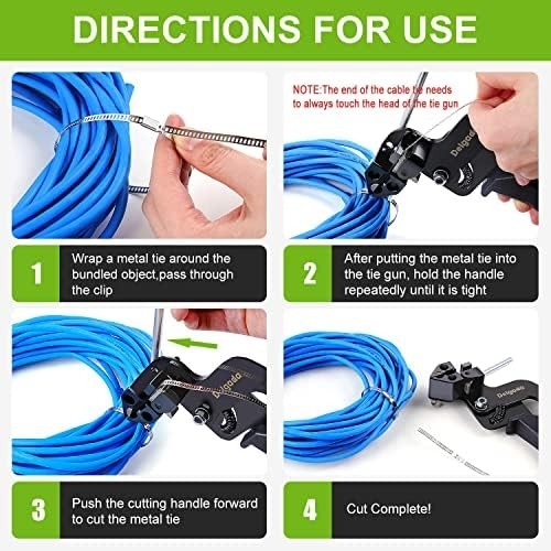 Metal Zip Tie Tool Stainless Steel Cable Tie Gun Cutter Kit FROM USA