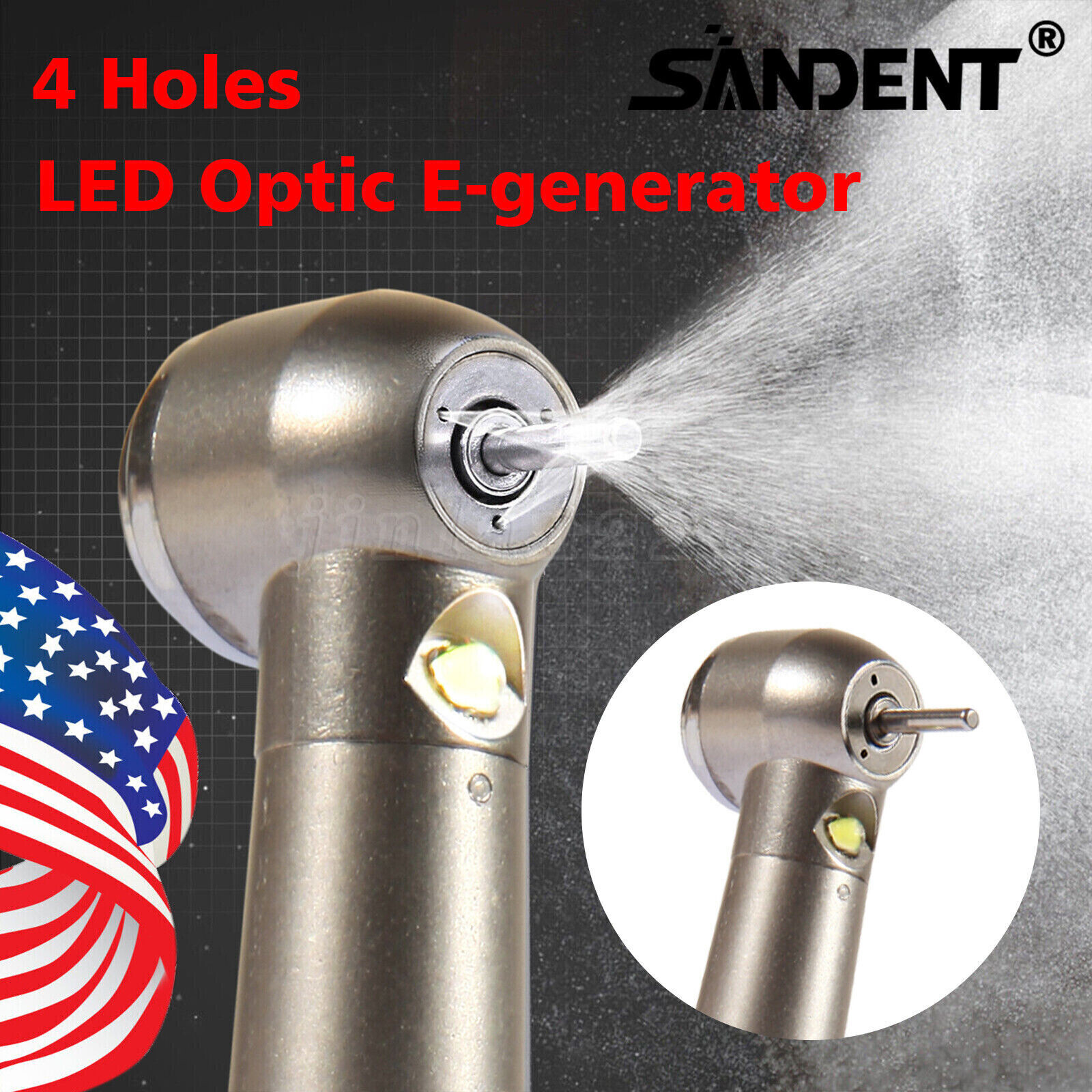 NSK Style Dental Fiber Optic LED E-generator high speed handpiece 4 HOLE Turbine