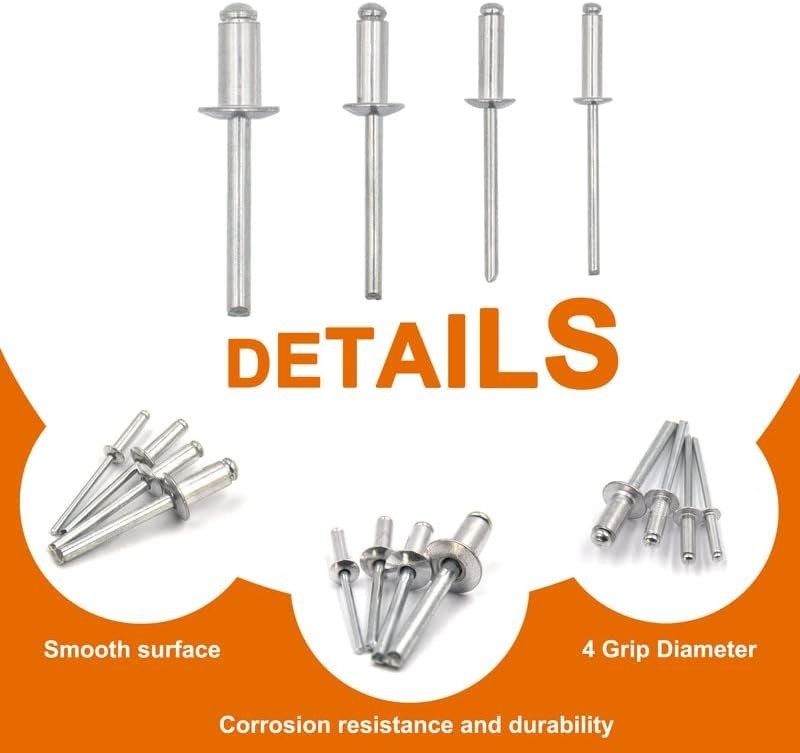 100-Pack 1/8″ x 1/4″ Aluminum Blind Rivets – Ideal for Indoor and Outdoor Use
