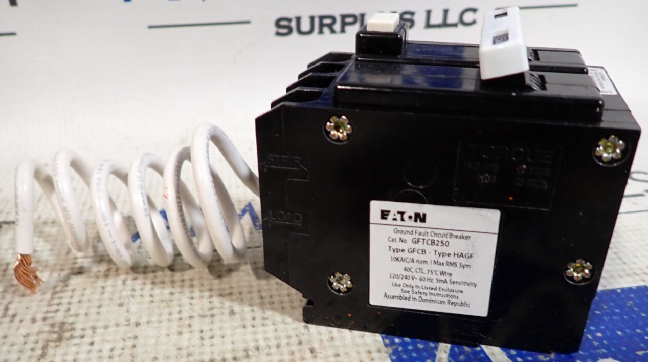 1 New EATON GFTCB250 2 Pole 50 Amp 120/240v Plug-On GFI Breaker 100 + In Stock