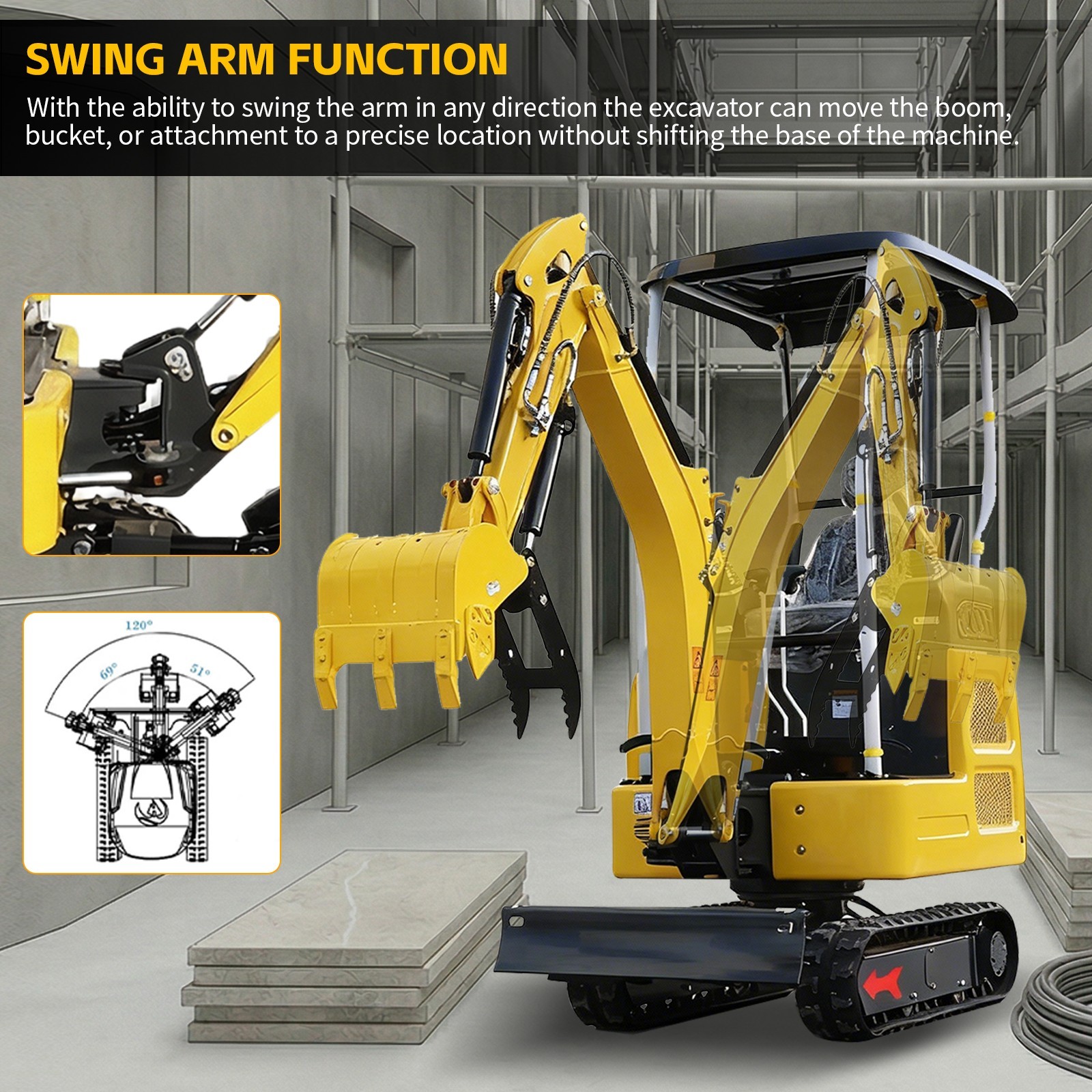 Mini Excavator 1.8 Ton Kubota D722 Crawler Swing Boom Expandable Track Free Ship
