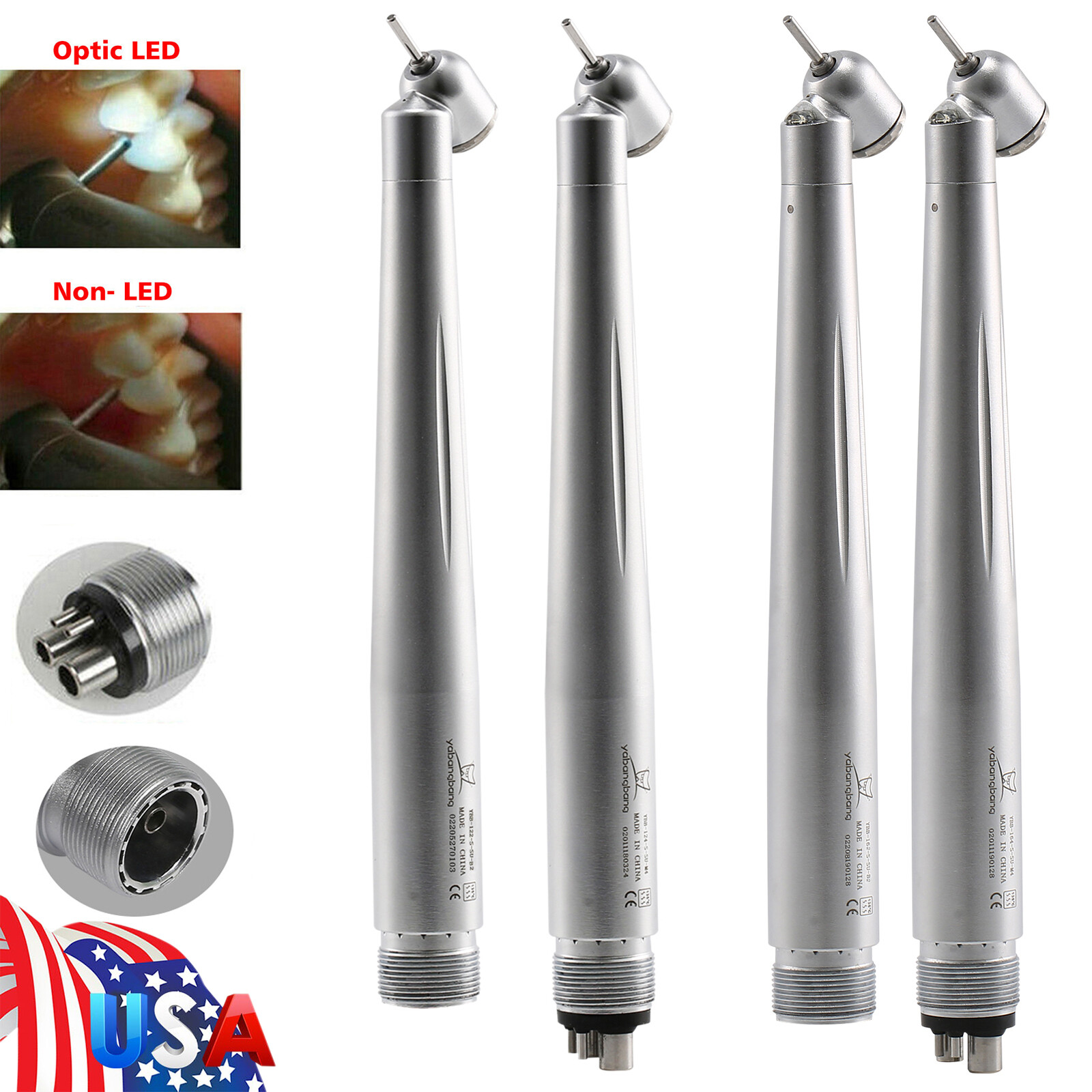 NSK Style Dental Surgical 45° Degree LED High Speed Handpiece Turbine 2/4Holes