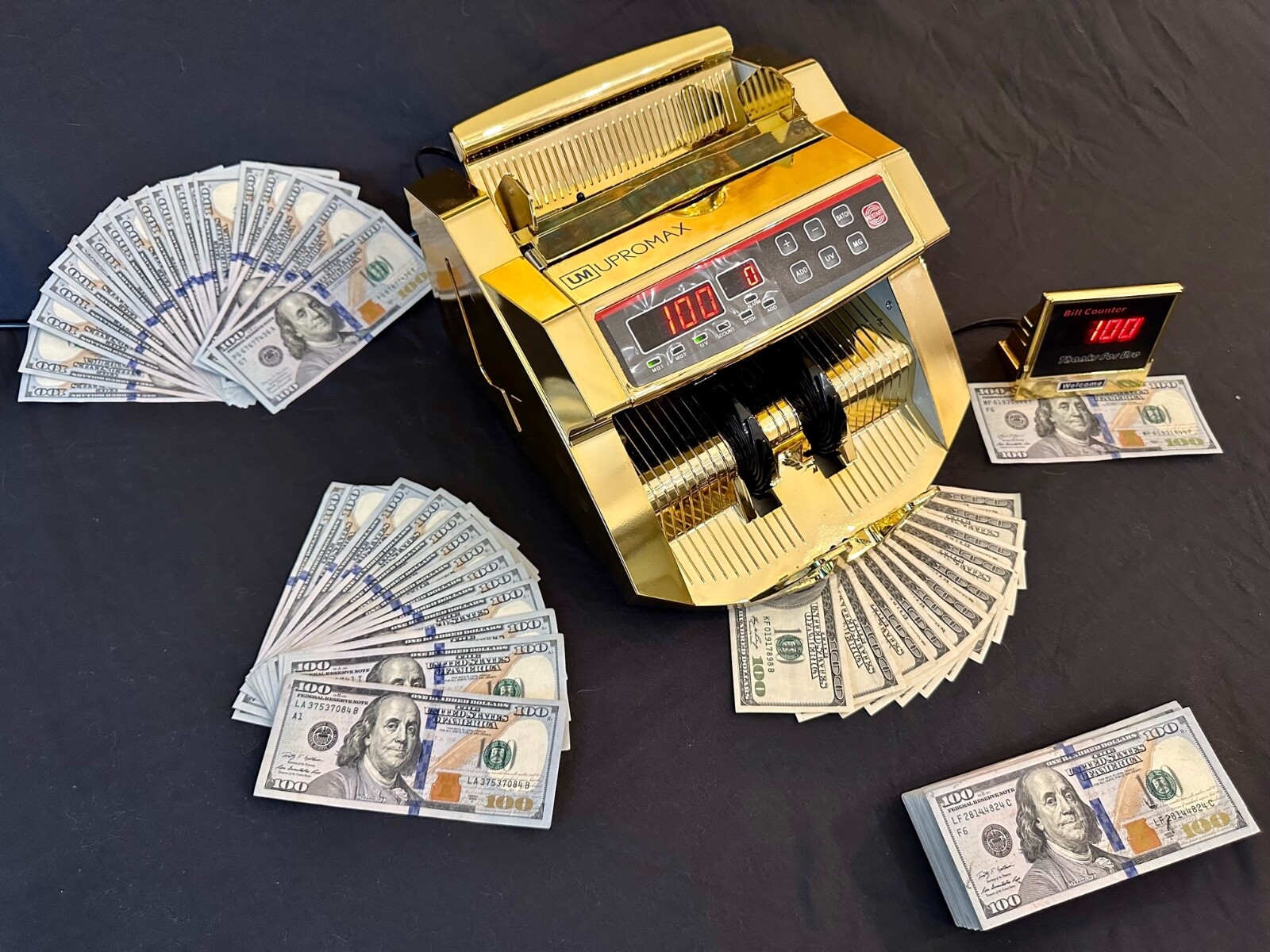 Upromax Gold Money Bill Dollar Counter UV/MG Detection + Counter Display NEW💰🔥