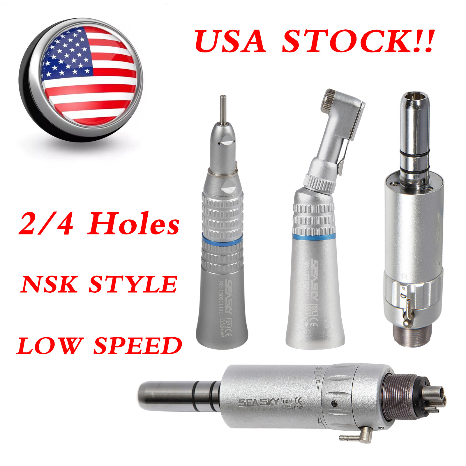 Dental Slow Low Speed Contra Angle /Straight Handpiece /Air Motor 2/4Hole E-type