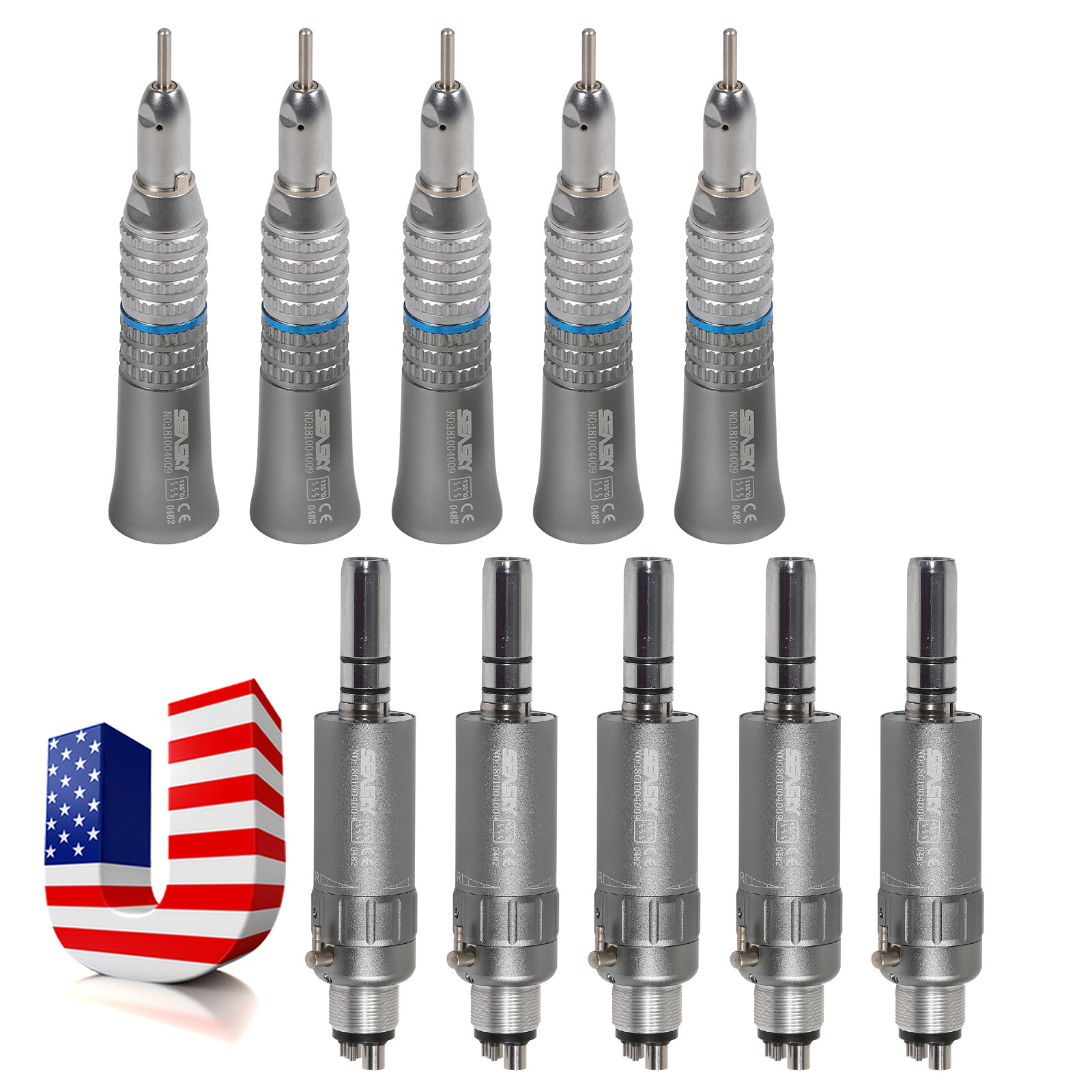 SEASKY Dental Straight Nosecone / Air Motor Low Speed Handpiece E-type 4 Hole st