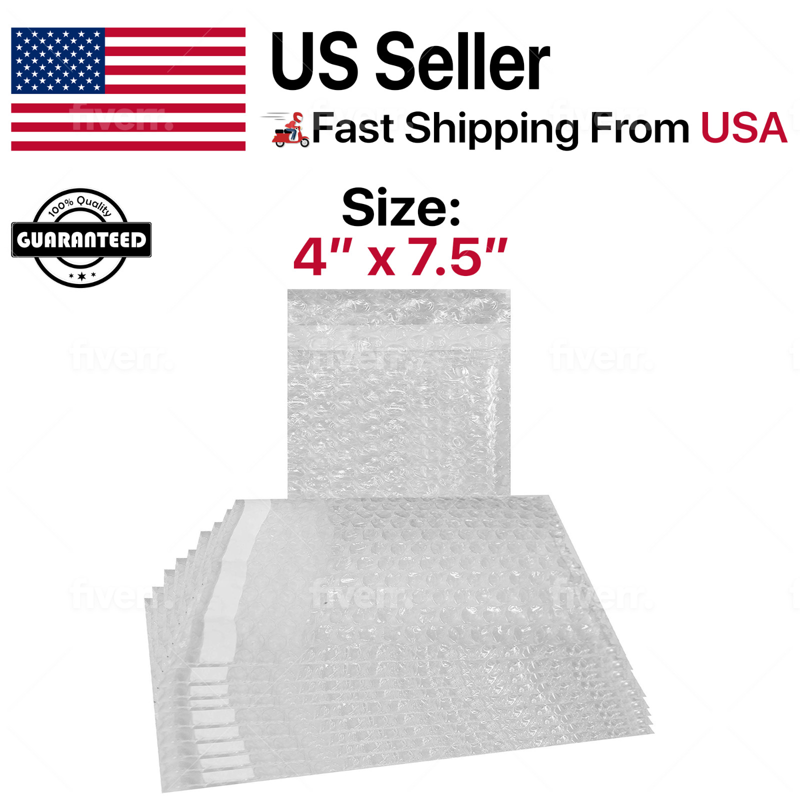 4″ x 7.5″ Bubble Pouches Bags Clear Self Seal Protective Cushioning Wrap 4×7