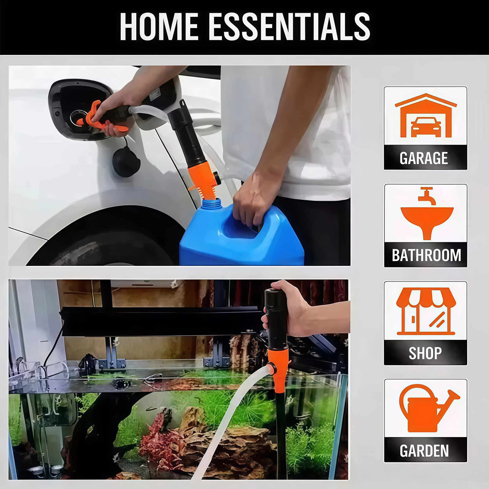 Battery Powered Electric Fuel Transfer Siphon Pump Gas Oil Water Liquid 2.4 GPM