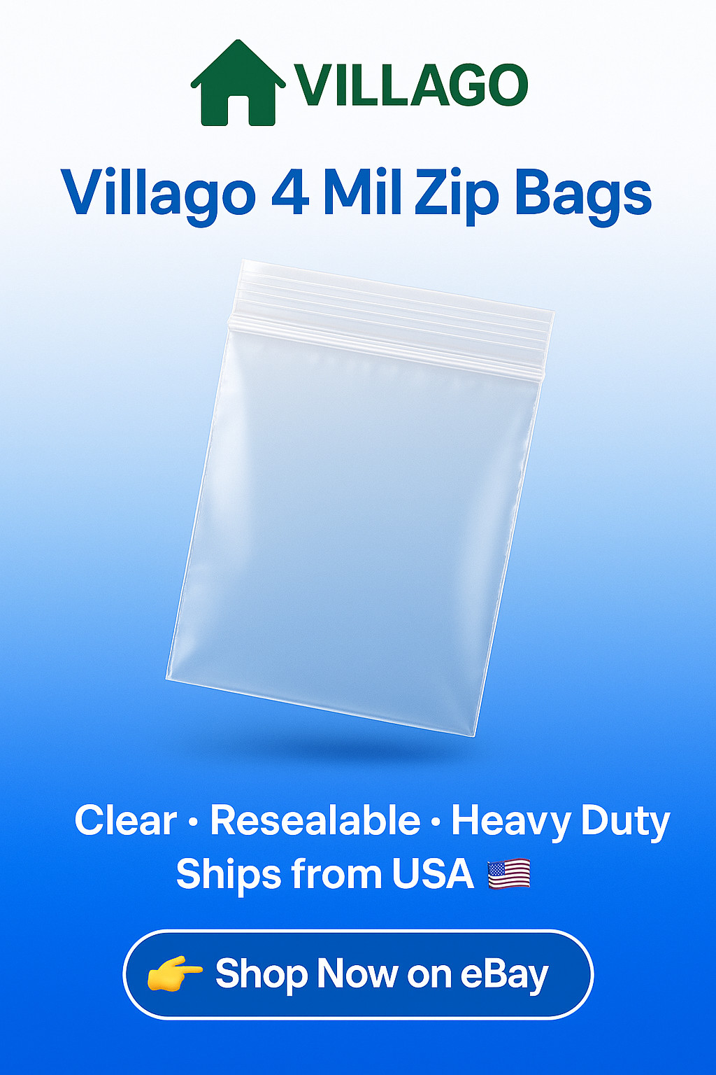 Clear Reclosable Zip Seal Top Lock 4Mil Heavy Duty Bags Plastic 4 Mil